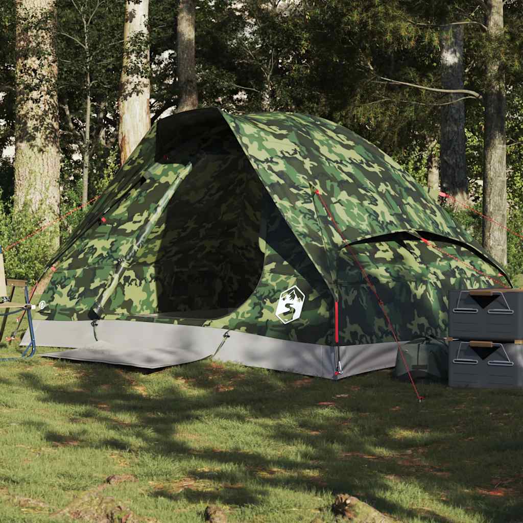 2-personers campingtelt vandtæt kuppel camouflage billede