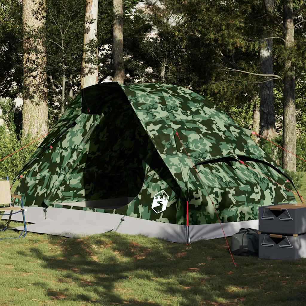 4-personers campingtelt vandtæt kuppel camouflage billede
