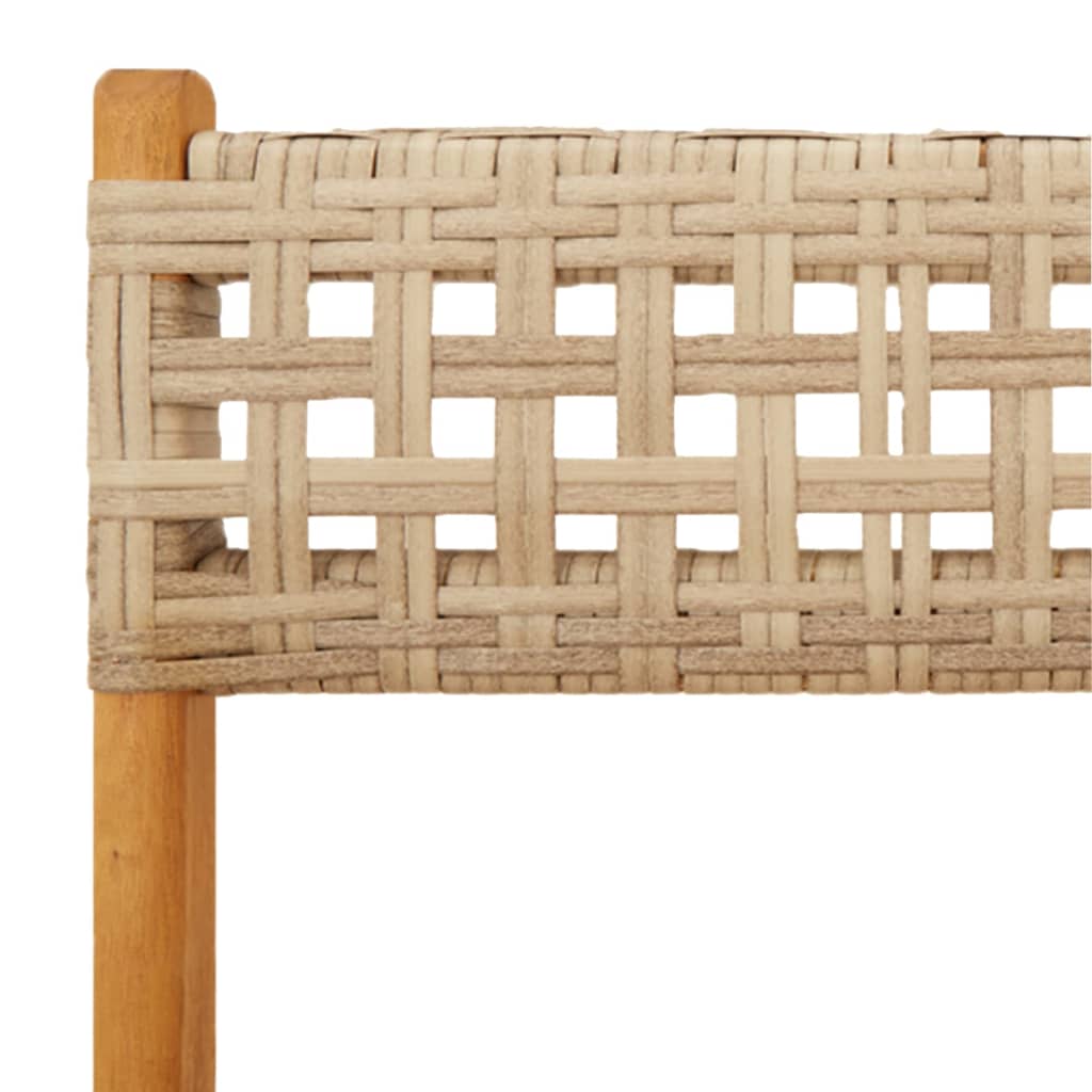 spisebordssæt til haven 5 dele polyrattan og massivt træ beige
