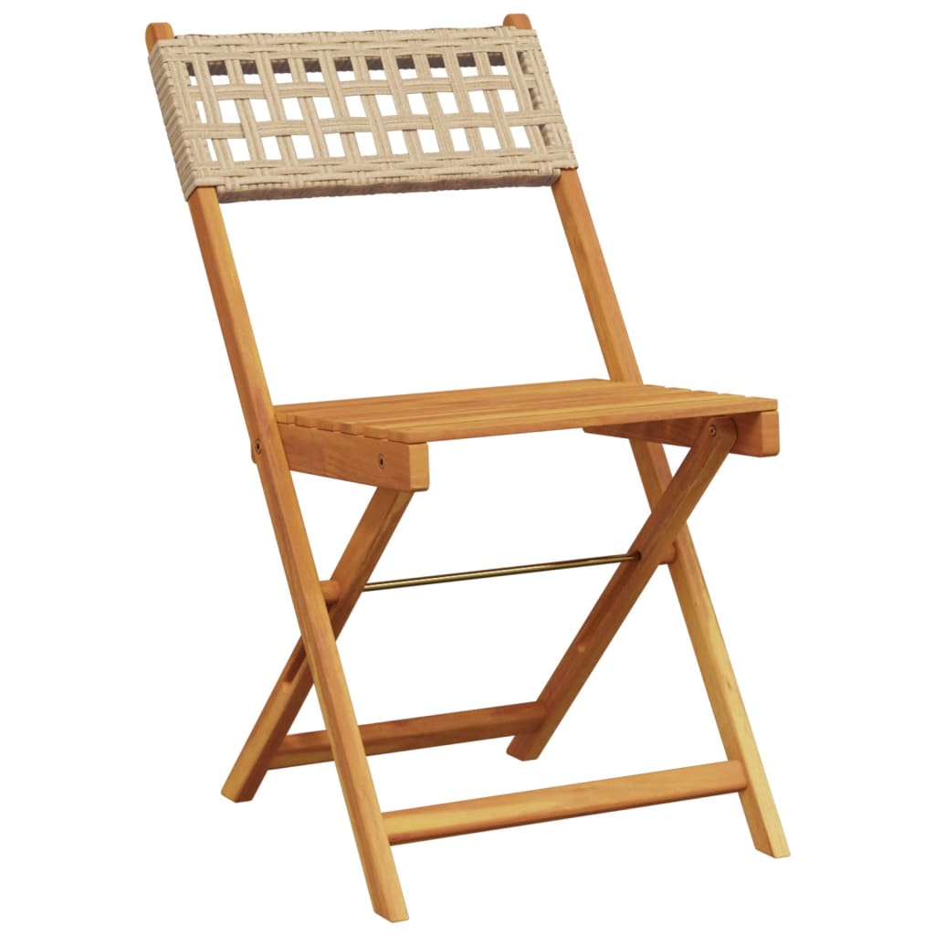 spisebordssæt til haven 5 dele polyrattan og massivt træ beige