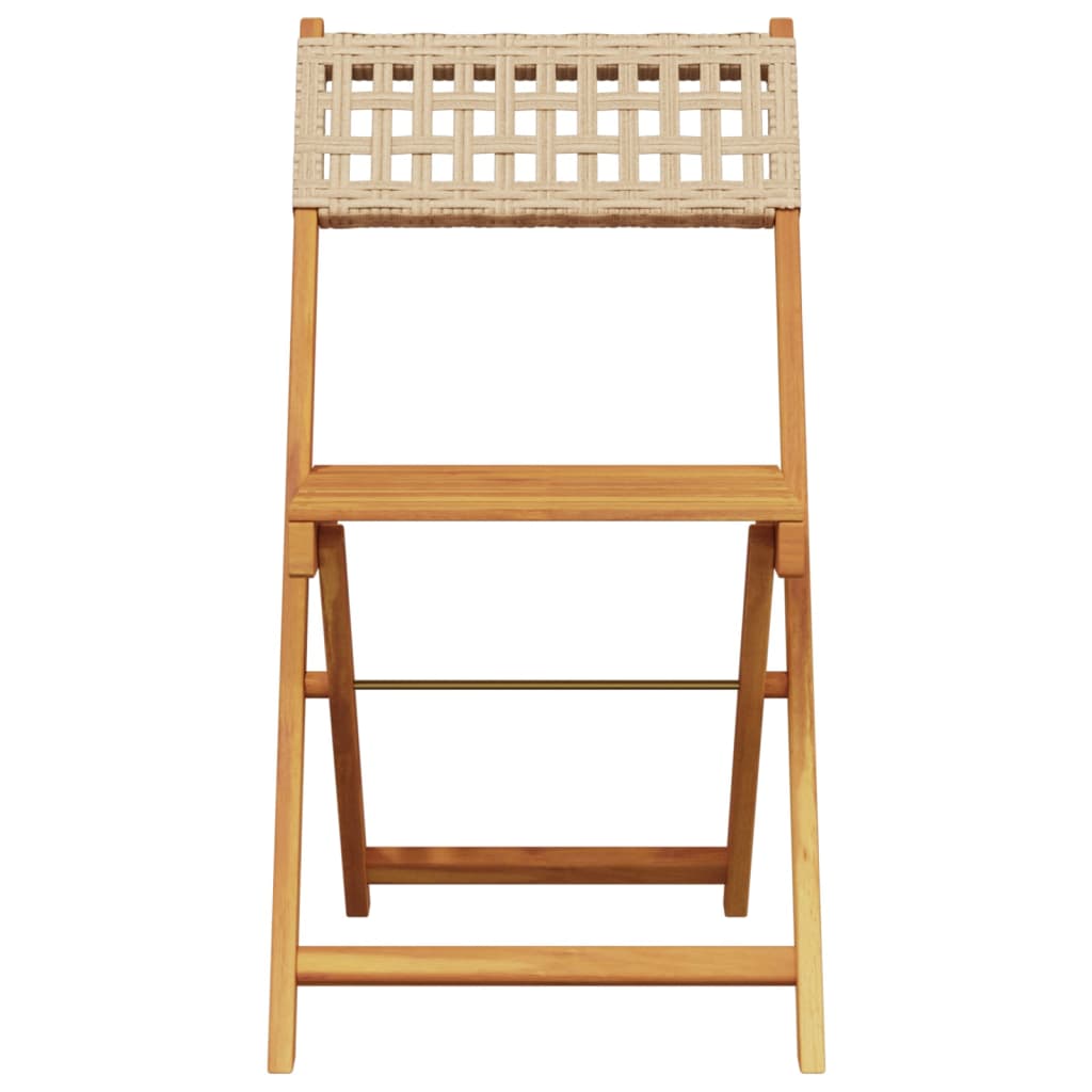 spisebordssæt til haven 5 dele polyrattan og massivt træ beige