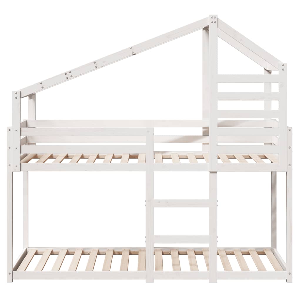 køjeseng med tag 75x190 cm massivt fyrretræ hvid
