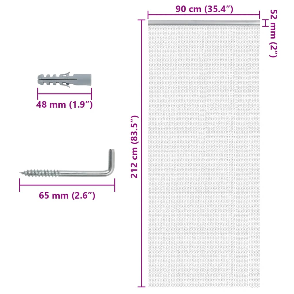 insektskærm til dør 90x212 cm aluminium