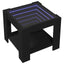 sofabord med LED-lys 53x53x45 cm konstrueret træ sort
