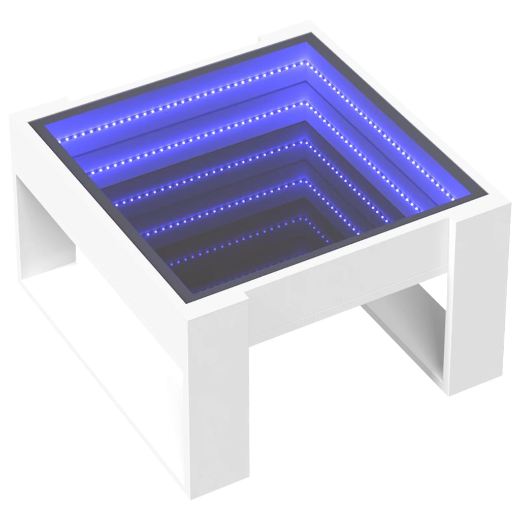 sofabord med Infinity LED-lys 50x53x30 cm hvid