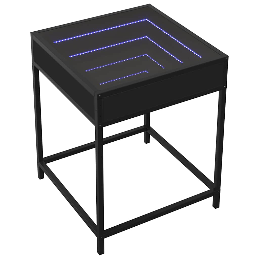 sofabord med Infinity LED-lys 40x40x51 cm sort