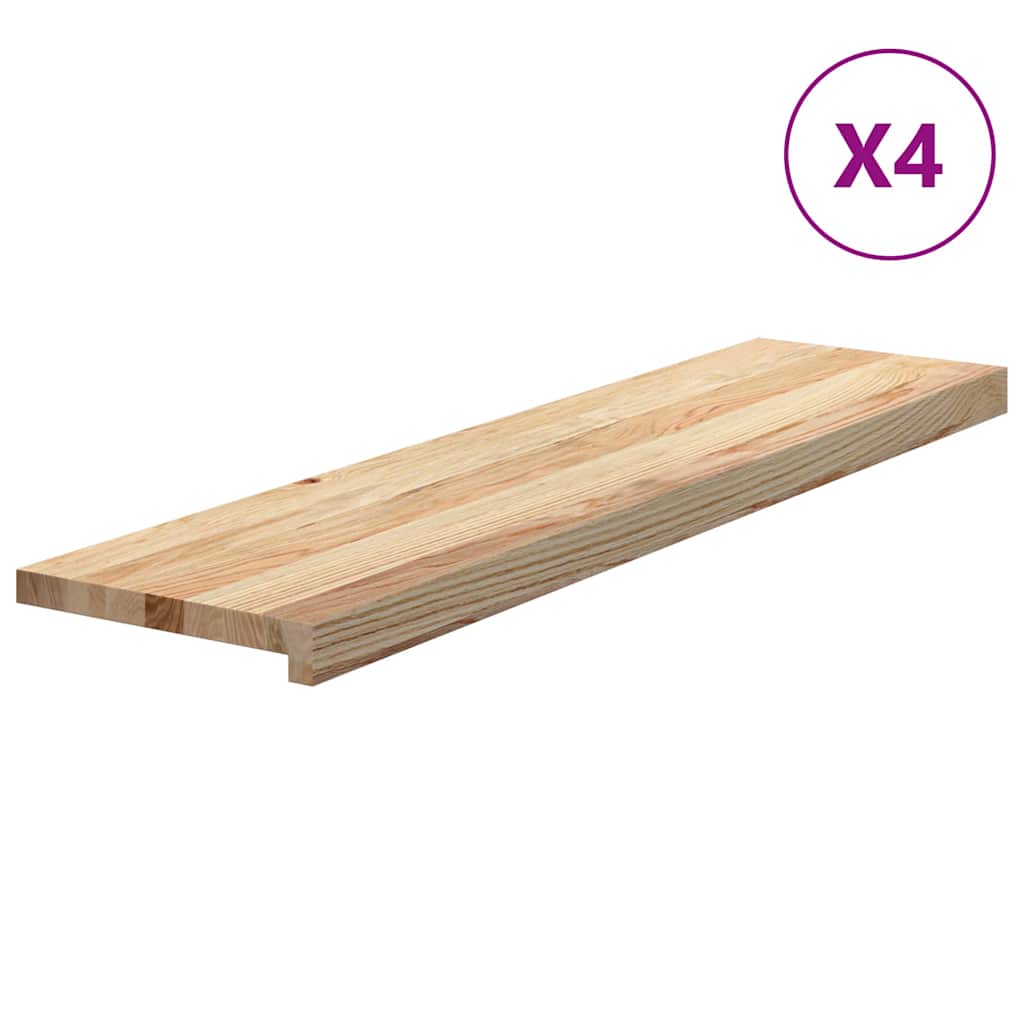 trappemåtter 4 stk ubehandlet 100x25x2 cm massivt egetræ