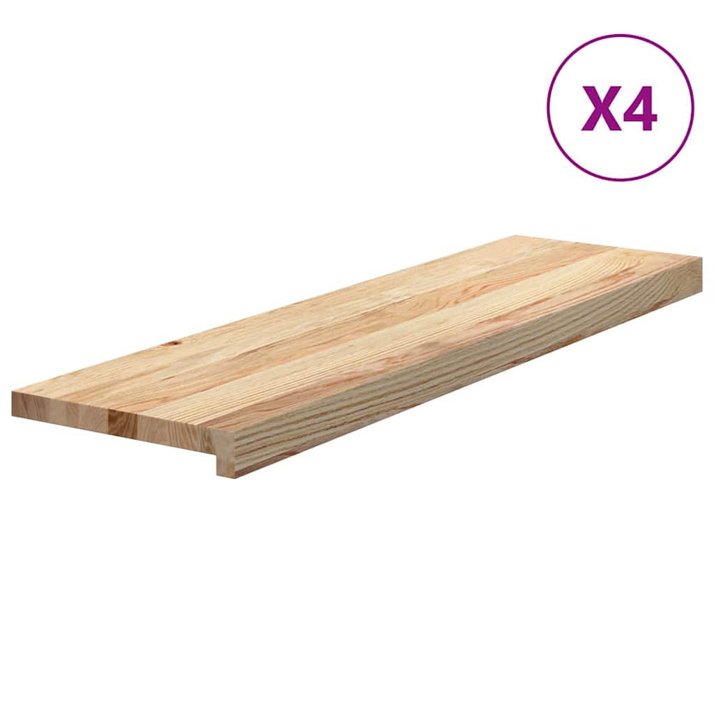 trappemåtter 4 stk ubehandlet 90x30x2 cm massivt egetræ