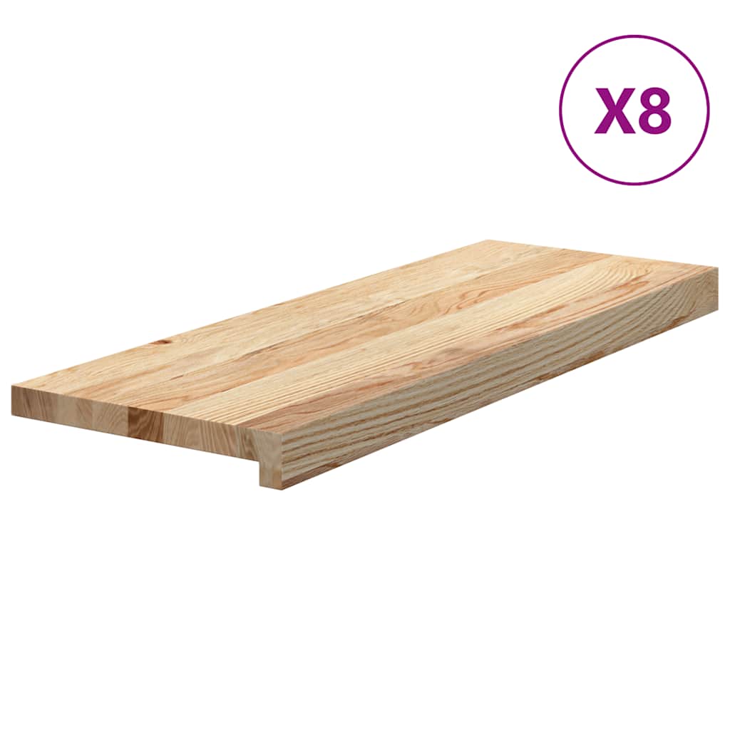 trappemåtter 8 stk ubehandlet 70x25x2 cm massivt egetræ