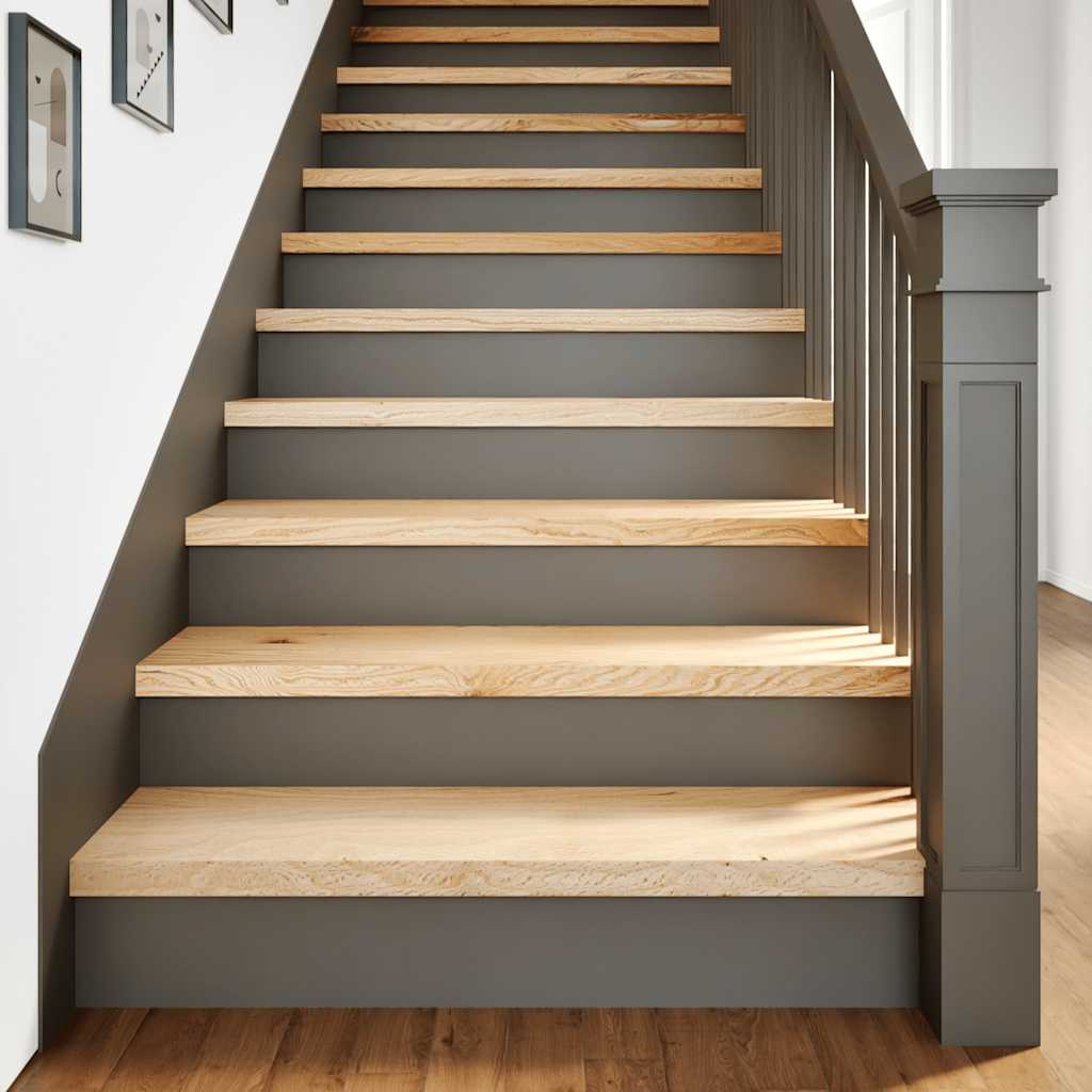 trappemåtter 8 stk ubehandlet 90x25x2 cm massivt egetræ