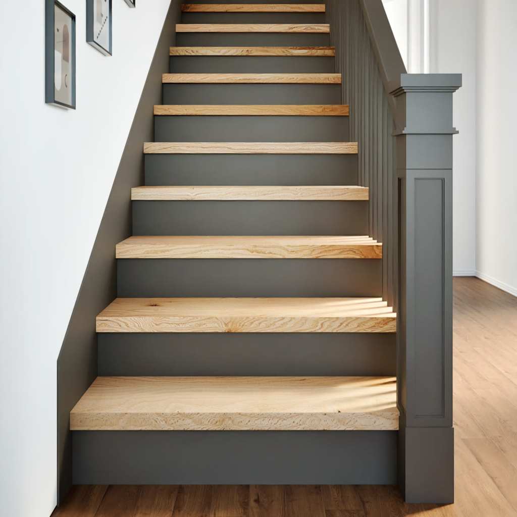 trappemåtter 12 stk ubehandlet 80x25x2 cm massivt egetræ