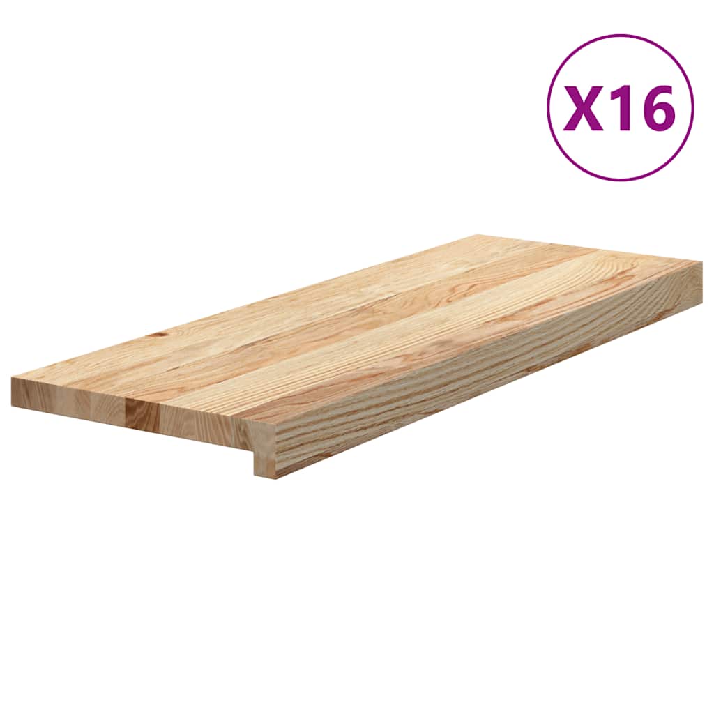 trappemåtter 16 stk ubehandlet 70x25x2 cm massivt egetræ