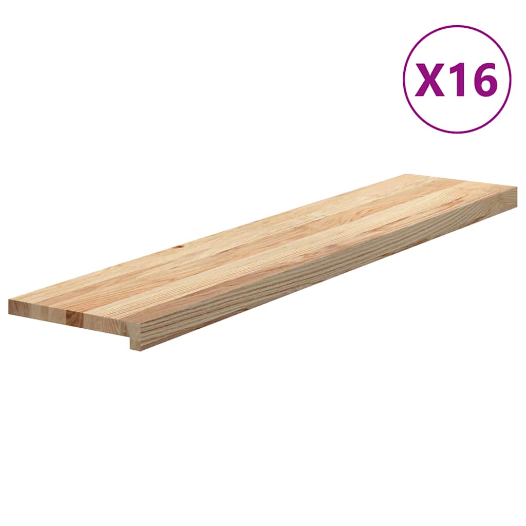 trappemåtter 16 stk ubehandlet 120x25x2 cm massivt egetræ