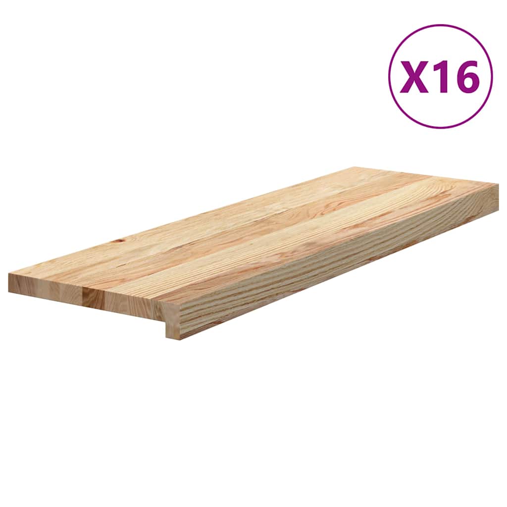 trappemåtter 16 stk ubehandlet 80x30x2 cm massivt egetræ