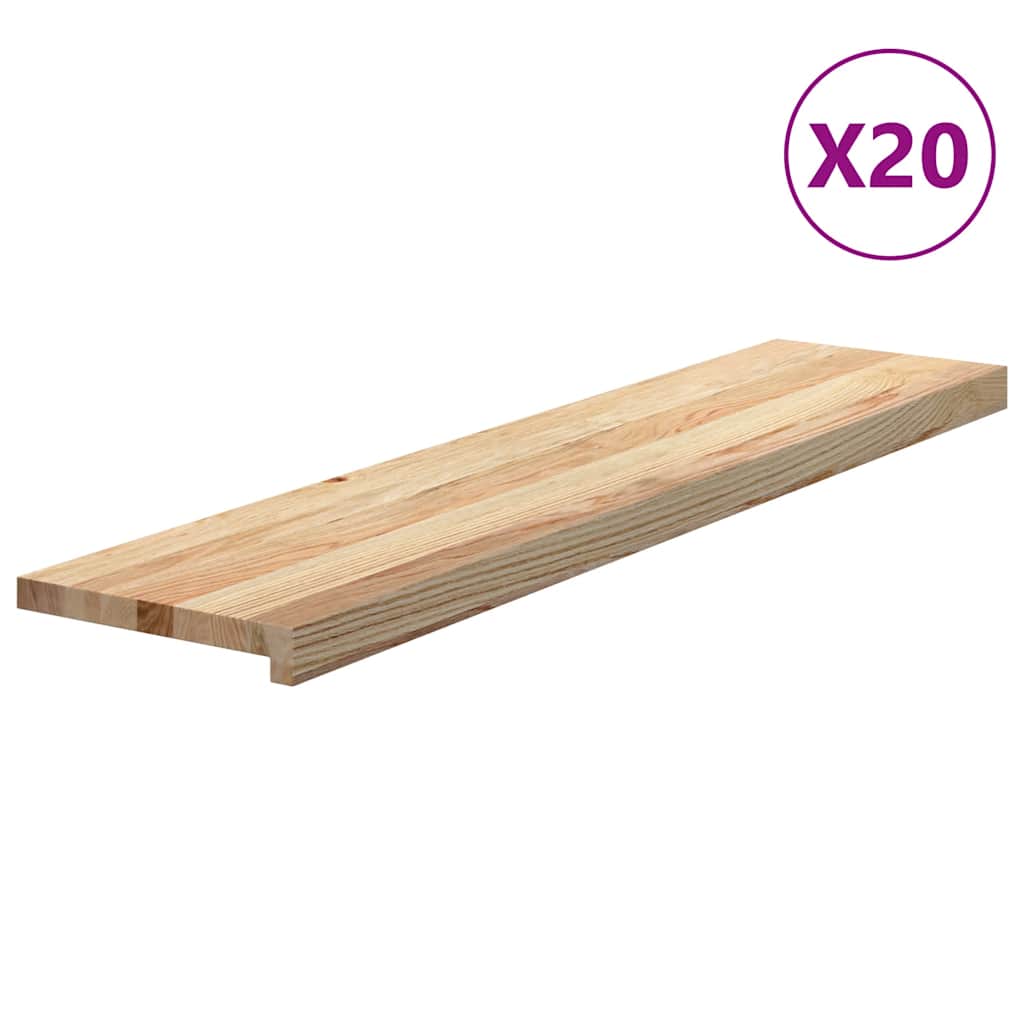 trappemåtter 20 stk ubehandlet 110x25x2 cm massivt egetræ