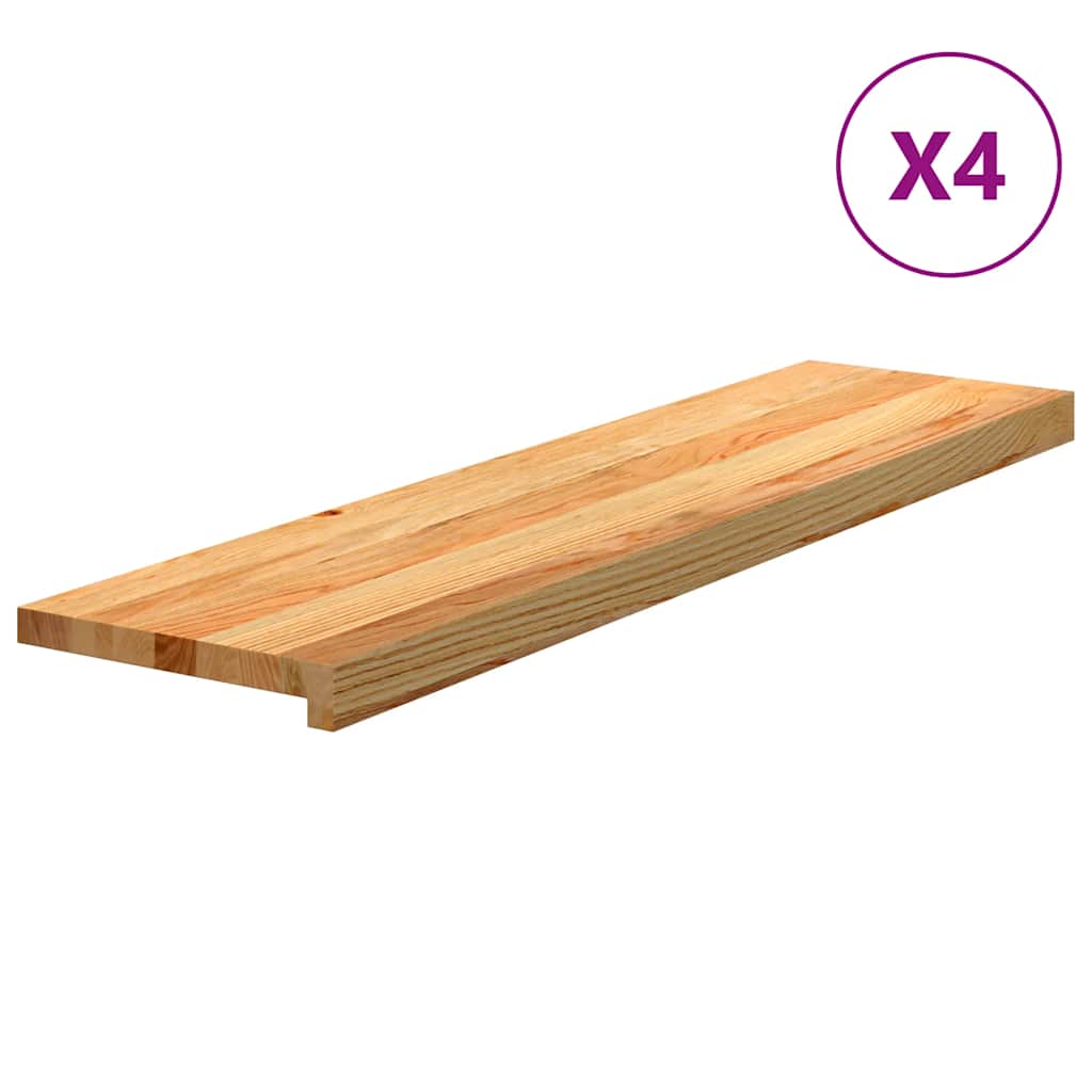trappemåtter 4 stk lysebrun 100x30x2 cm massivt egetræ