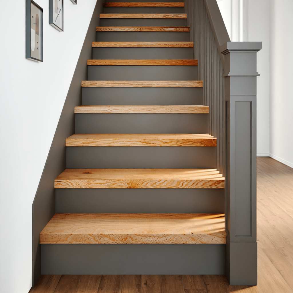 trappemåtter 8 stk lysebrun 80x30x2 cm massivt egetræ