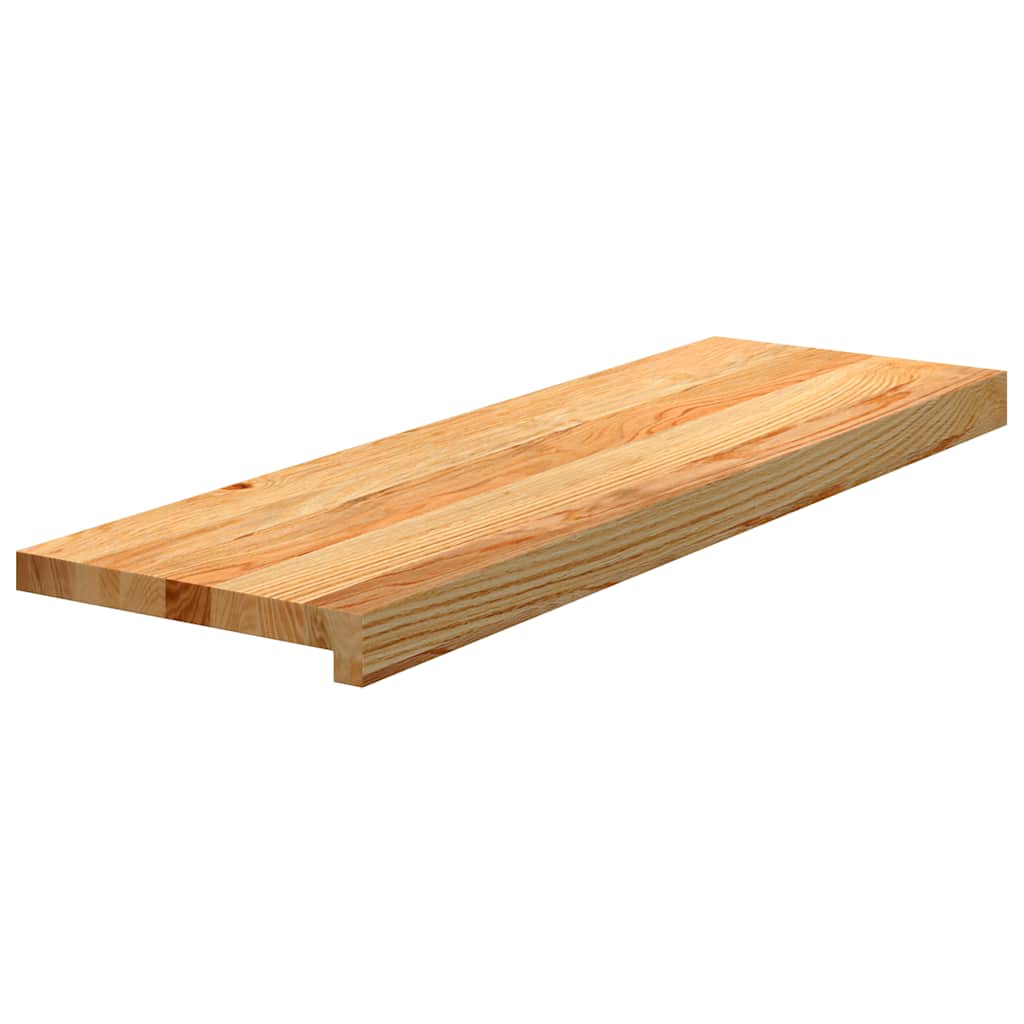 trappemåtter 12 stk. lysebrun 80x25x2 cm massivt egetræ