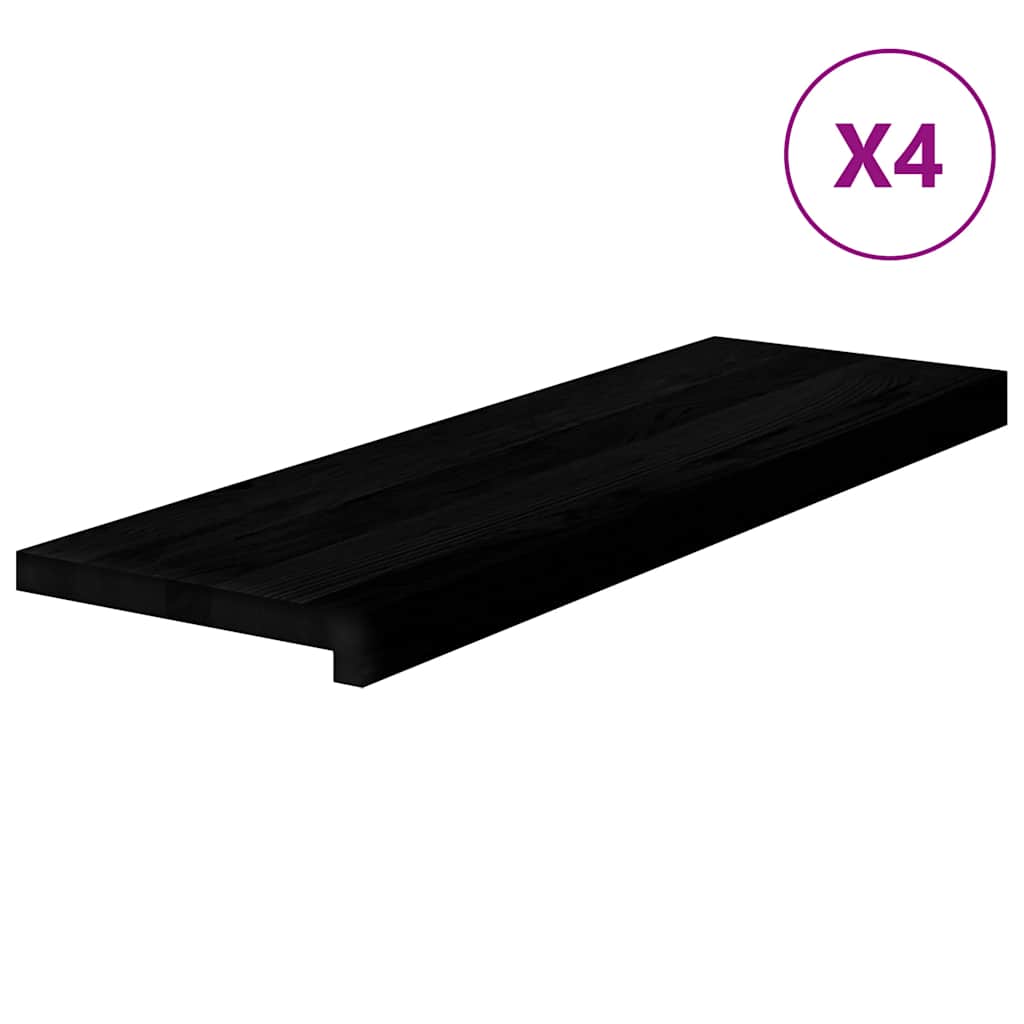 trappemåtter 4 stk. brunsort 80x30x2 cm massivt egetræ