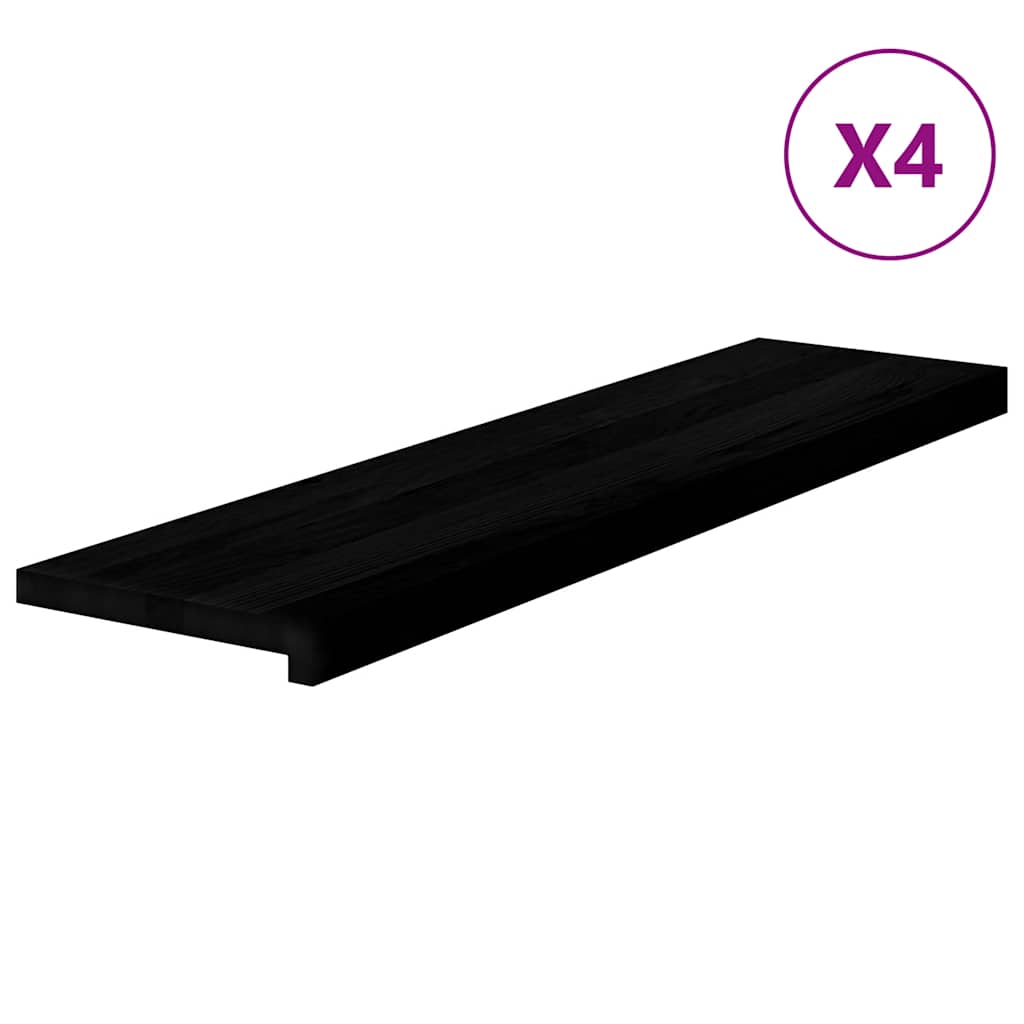 trappemåtter 4 stk. brunsort 100x30x2 cm massivt egetræ