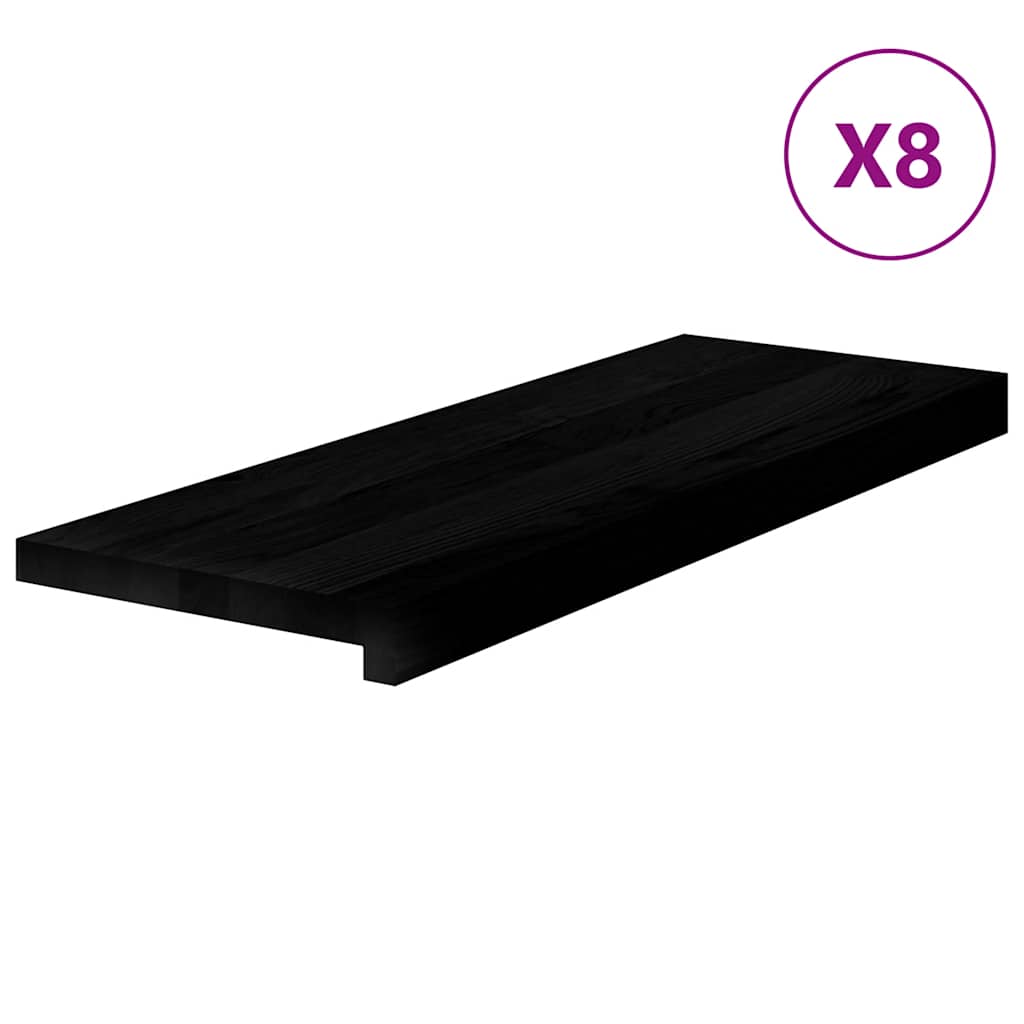 trappemåtter 8 stk. brunsort 70x30x2 cm massivt egetræ