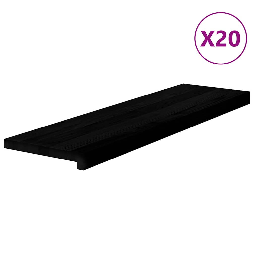 trappemåtter 20 stk. brunsort 90x30x2 cm massivt egetræ