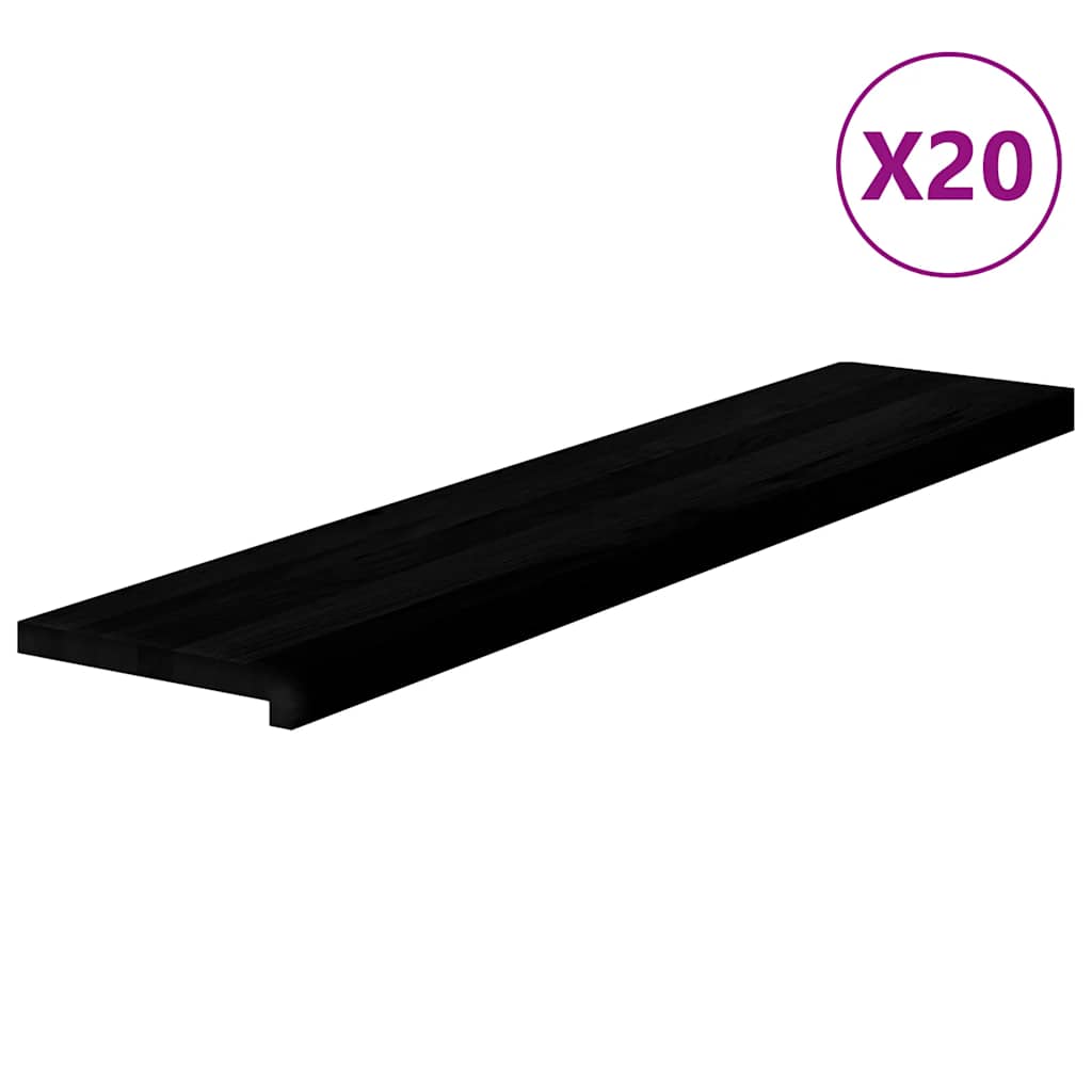 trappemåtter 20 stk brunsort 120x30x2 cm massivt egetræ