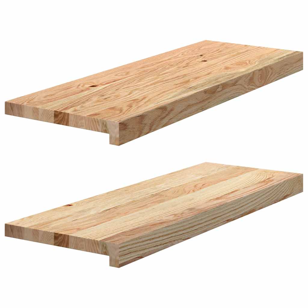 trappemåtter 2 stk ubehandlet 70x25x2 cm massivt egetræ