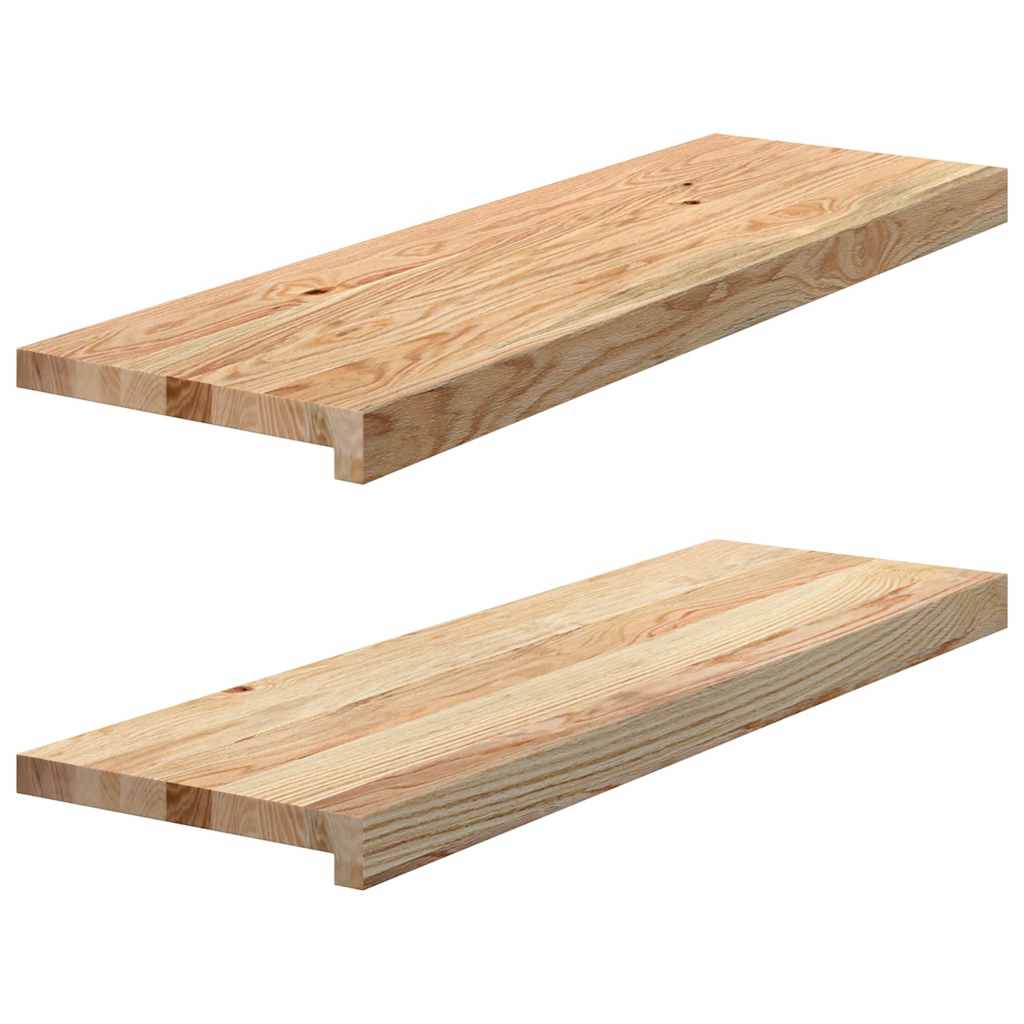trappemåtter 2 stk ubehandlet 80x30x2 cm massivt egetræ