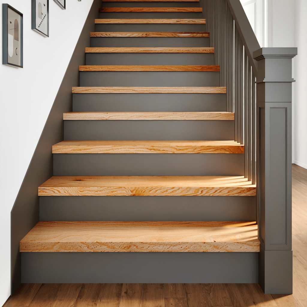 trappemåtter 2 stk lysebrun 90x25x2 cm massivt egetræ