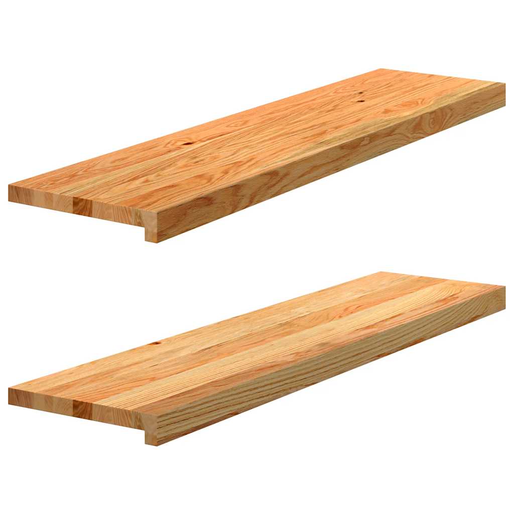 trappemåtter 2 stk lysebrun 100x25x2 cm massivt egetræ