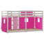 køjeseng med gardiner 90x200 cm massivt fyrretræ pink