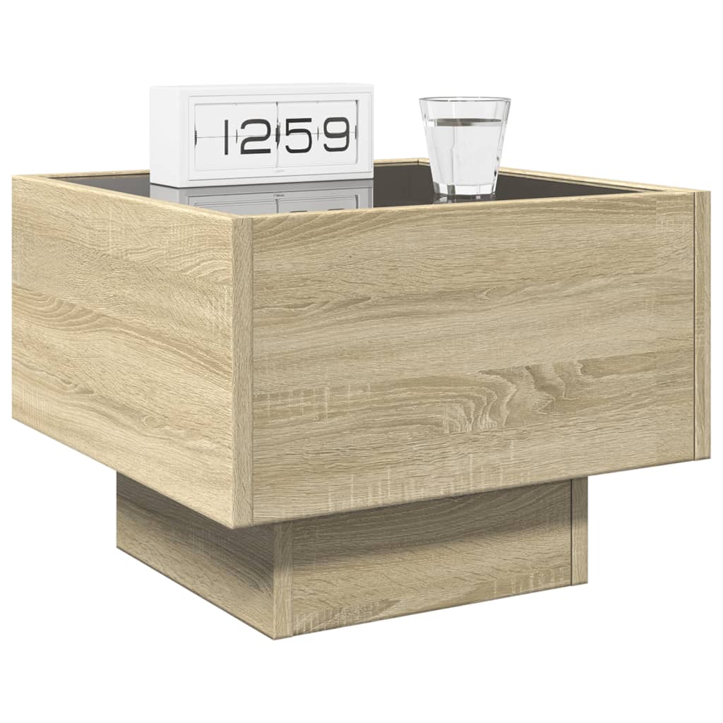 sengebord med Infinity LED-lys 40x40x30 cm sonoma-eg