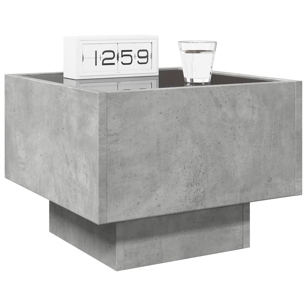 sengebord med Infinity LED-lys 40x40x30 cm betongrå