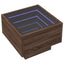 sengebord med Infinity LED-lys 40x40x30 cm brun egetræsfarve