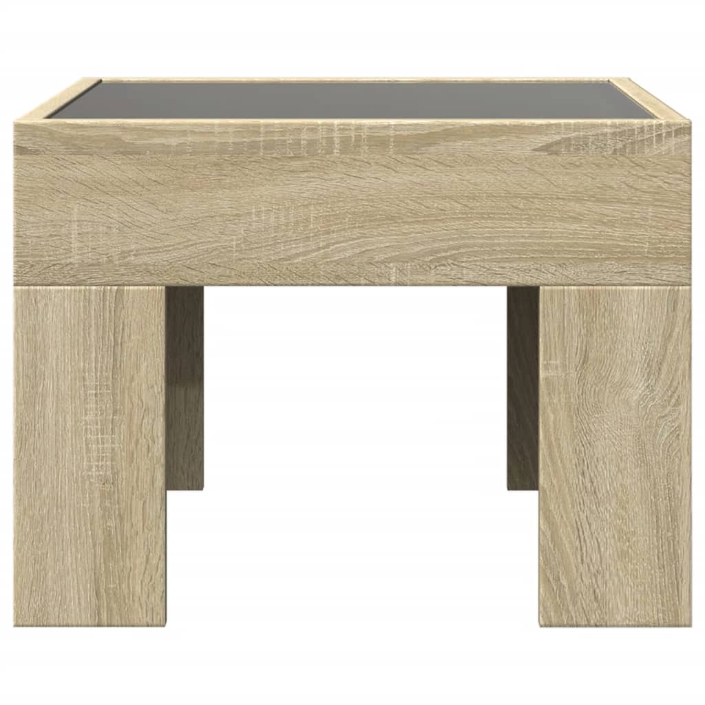 sengebord med Infinity LED-lys 40x40x30 cm sonoma-eg