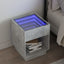 sengebord med Infinity LED-lys 40x40x50 cm betongrå