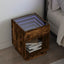 sengebord med Infinity LED-lys 40x40x50 cm brun egetræsfarve
