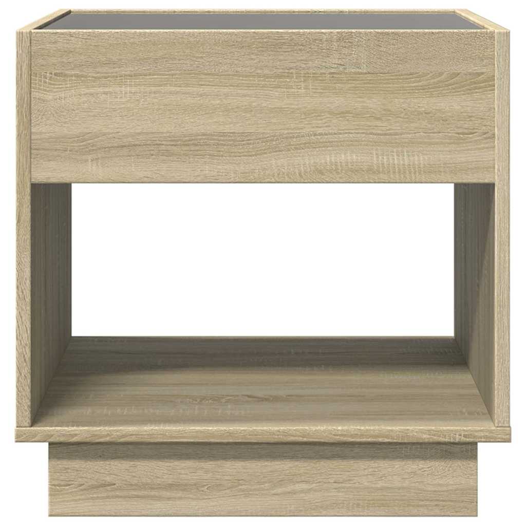 sengebord med Infinity LED-lys 50x50x50 cm sonoma-eg