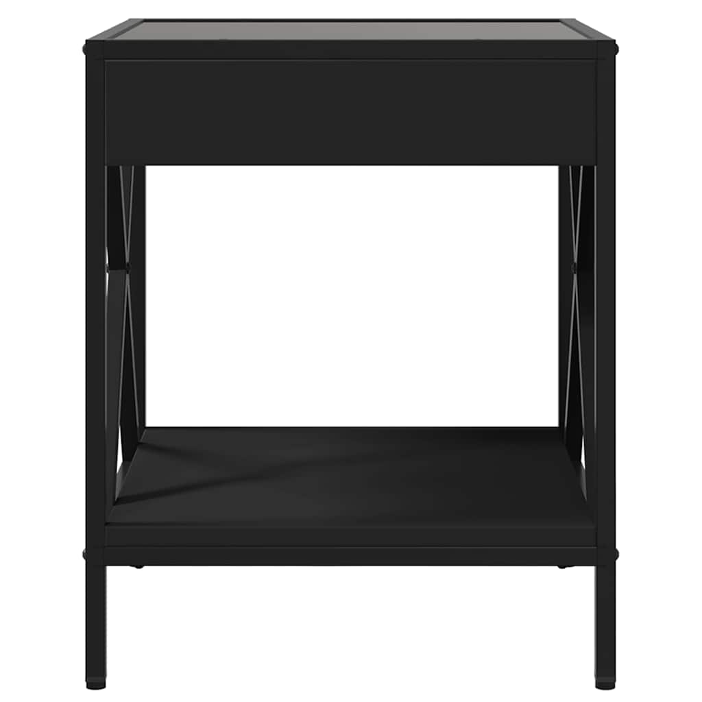 sengebord med Infinity LED-lys 40x40x49 cm sort
