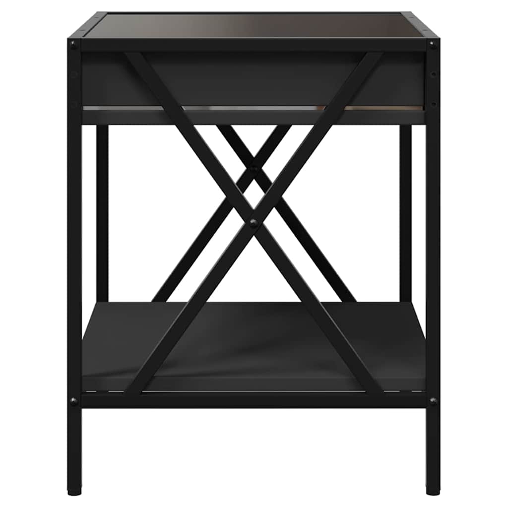 sengebord med Infinity LED-lys 40x40x49 cm sort