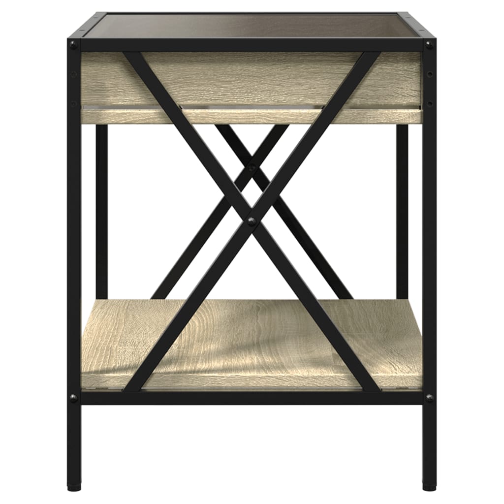 sengebord med Infinity LED-lys 40x40x49 cm sonoma-eg