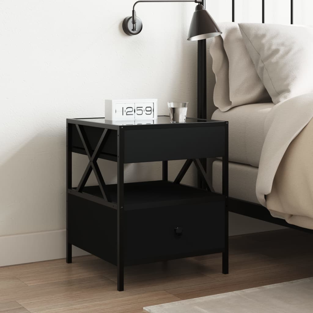 sengebord med Infinity LED-lys 40x40x51 cm sort