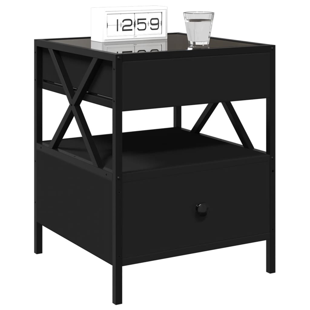 sengebord med Infinity LED-lys 40x40x51 cm sort