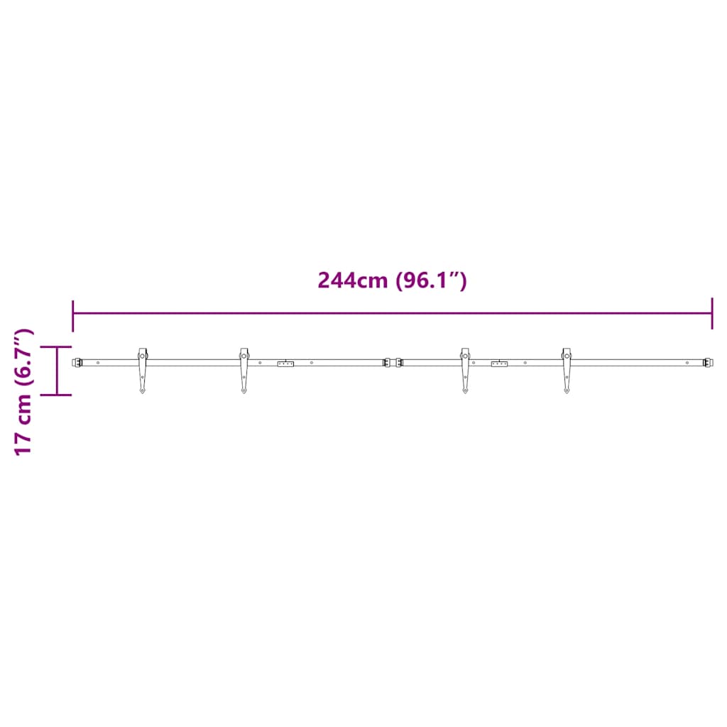 skydelågesæt til skabe kulstofstål 244 cm
