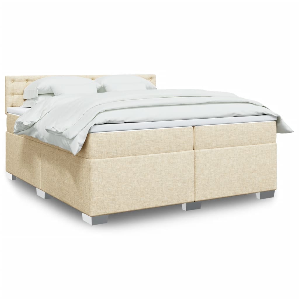 kontinentalseng med madras 200x200 cm stof cremefarvet