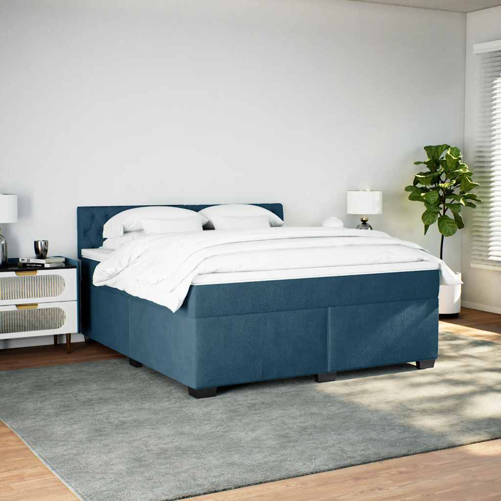 kontinentalseng med madras 180x200 cm fløjl blå
