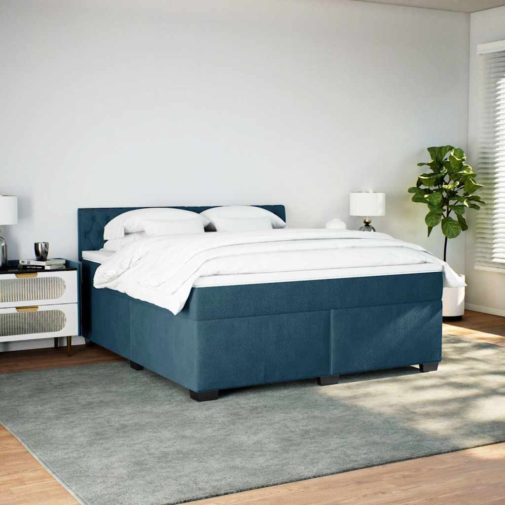kontinentalseng med madras 180x200 cm fløjl blå