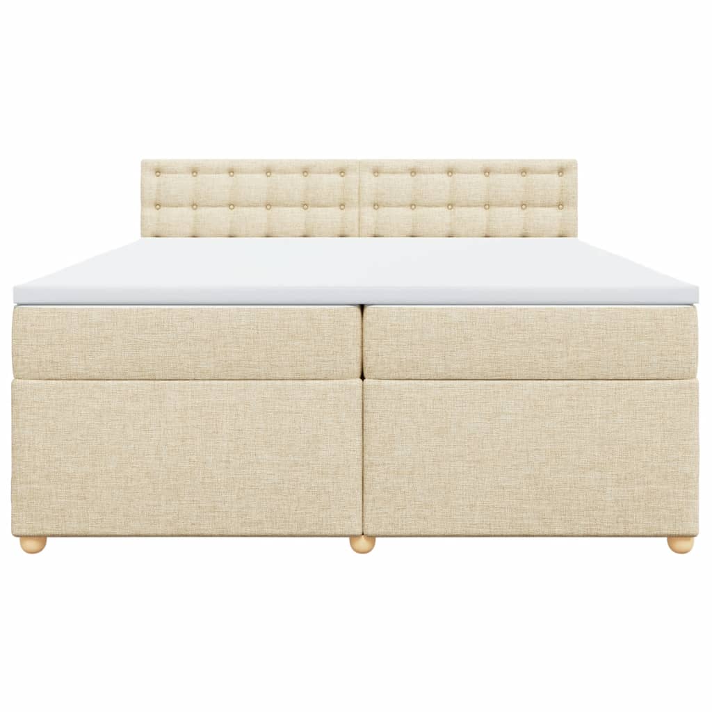 kontinentalseng med madras 200x200 cm stof cremefarvet