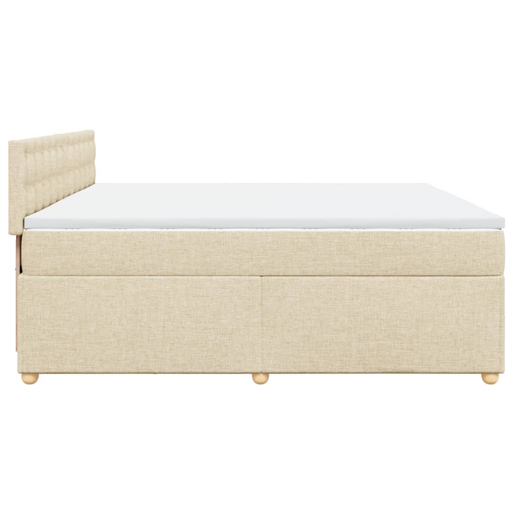 kontinentalseng med madras 200x200 cm stof cremefarvet
